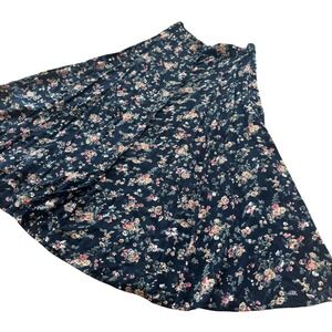 90s Atlast & Co Floral Button Down Midi Maxi Skirt Rayon Floral Cottagecore L